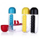 Sticla pentru apa cu organizator pastile 4 Sticla pentru apa cu organizator pastile