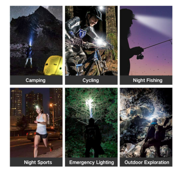 Lanterna de cap 8 LED-uri rezistenta la umezeala, incarcare USB