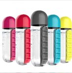 Sticla pentru apa cu organizator pastile