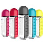 Sticla pentru apa cu organizator pastile 1 Sticla pentru apa cu organizator pastile