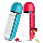 Sticla pentru apa cu organizator pastile 2 Sticla pentru apa cu organizator pastile