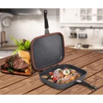 Tigaie DUBLA dreptunghiulara de 32 cm, tip GRILL, IMPERIAL STONE+ garnitura de rezerva