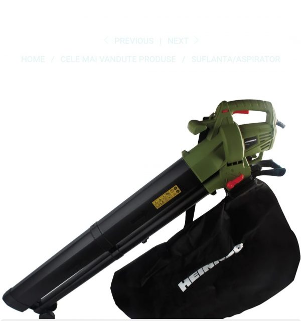 Suflanta/aspirator frunze Heinner VSAF002, 3500 W, 270 km/h viteza aer, 13.2 mx/min debit aer, 40 l sac colector