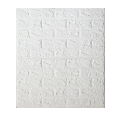 Set 5 bucati Tapet 3D caramizi albe, auto-adeziv pentru interior, 70 x 77 cm