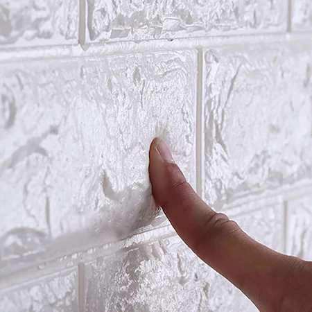 Set 5 bucati Tapet 3D caramizi albe, auto-adeziv pentru interior, 70 x 77 cm
