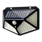 Lampa solara de perete cu 4 fete, senzor de miscare, 100 LED-uri, BK-100