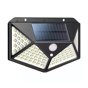 Lampa solara de perete cu 4 fete, senzor de miscare, 100 LED-uri, BK-100