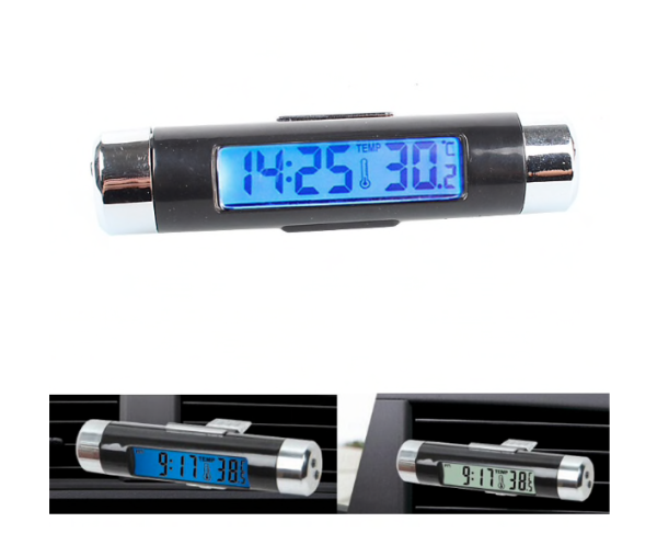 CEAS DIGITAL ILUMINAT CU TERMOMETRU PENTRU AUTOVEHICUL, PRINDERE IN GRILA