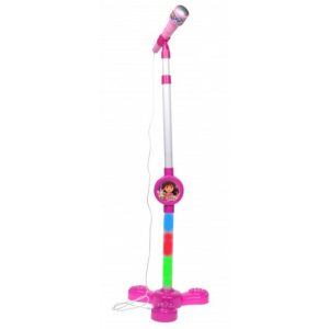 Microfon de jucarie pentru copii conectare la telefon cu sunete si lumini, roz