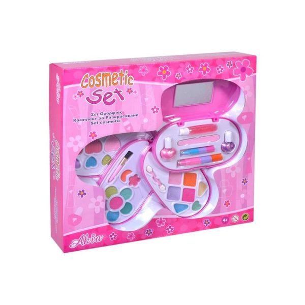 Trusa de machiaj pentru fetite cu oglinda, luciu de buze, lac de unghii, fard de ochi Trusa de machiaj pentru fetite cu oglinda, luciu de buze, lac de unghii, fard de ochi
