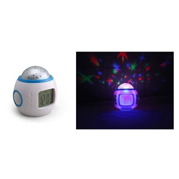 Ceas cu alarmă digitală LED cu proiector de stele, cronometru calendar muzical