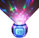 Ceas cu alarmă digitală LED cu proiector de stele, cronometru calendar muzical