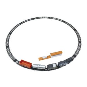 Circuit de tren cu locomotiva clasica si vagon cu gara imita sunete si lumini pentru copii