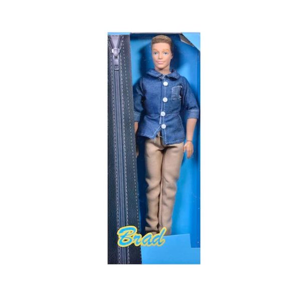 Papusa manechin Brad, blugi si camasa, albastru/maro