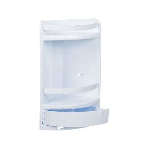 Raft pentru baie, Ramdeco, cu 2 rafturi si sertar, 29 x 18 x 41 cm, plastic, Alb