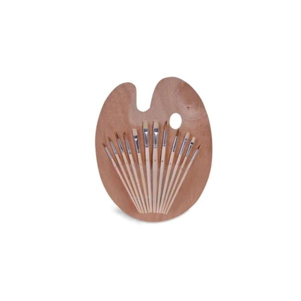 Set 12 pensule Zola pentru pictat include paleta din lemn Set 12 pensule Zola pentru pictat include paleta din lemn