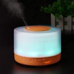 Difuzor de Arome cu Iluminare LED 7 Culori Tip Lampa Veghe 500 ml + Set 12 uleiuri aromaterapie, 12 x 10 ml