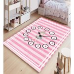 Covor Antiderapant Fete, Roz Model cu Ceas