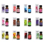 Difuzor de Arome cu Iluminare LED 7 Culori Tip Lampa Veghe 500 ml + Set 12 uleiuri aromaterapie, 12 x 10 ml