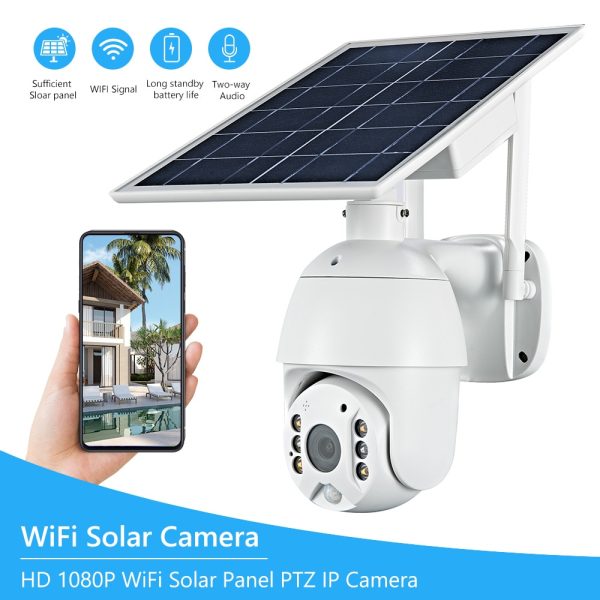 Camera de supraveghere wireless cu panou solar, 1080p, WiFi,