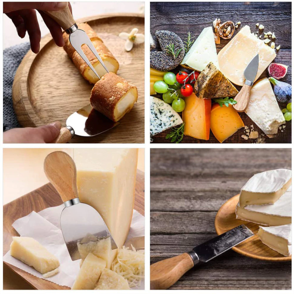 Set 6 cutite cu maner de lemn pentru branzeturi