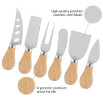 Set 6 cutite cu maner de lemn pentru branzeturi