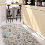 Covor Bucatarie Coffee, Model Cesti Cafea, Gri, 120 x 180cm