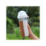 Sticla cu 2 compartimente si 2 paie pentru bauturi, 600 ml