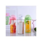 Sticla cu 2 compartimente si 2 paie pentru bauturi, 600 ml