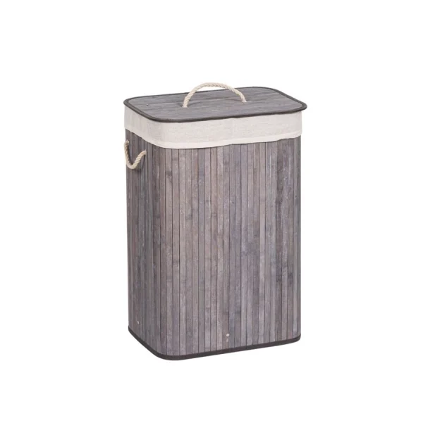 Cos de rufe din bambus, gri, 72 L