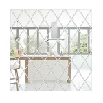 Set 32 Oglinzi Acrilice Sticker Auto-adeziv Decorativ pentru Baie Living si Bucatarie 50 x 100 cm Argintiu