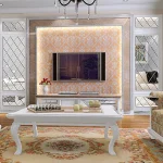 Set 32 Oglinzi Acrilice Sticker Auto-adeziv Decorativ pentru Baie Living si Bucatarie 50 x 100 cm Argintiu