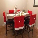 Set special de Craciun de 6 huse pentru scaune + 6 huse decorative pentru tacamuri