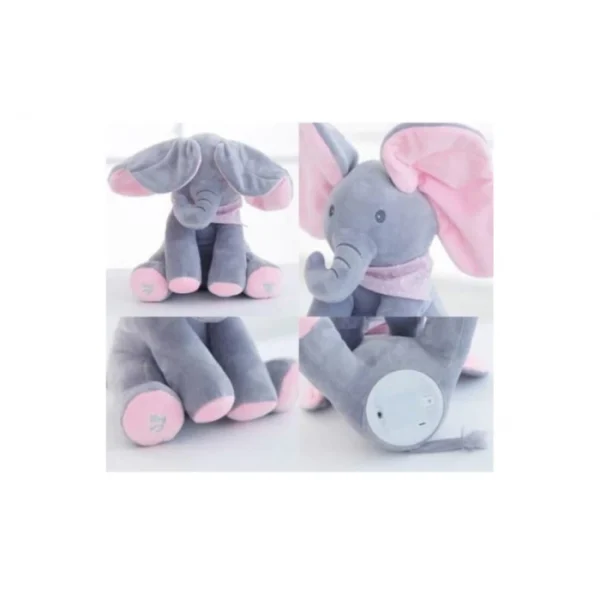 elefant 3 Jucarie de plus interactiva muzicala, Elefantul Cucu-Bau, roz 30 cm