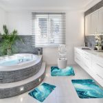 Covoare Pentru Baie, 3 Piese, Antiderapante model albastru abstractie