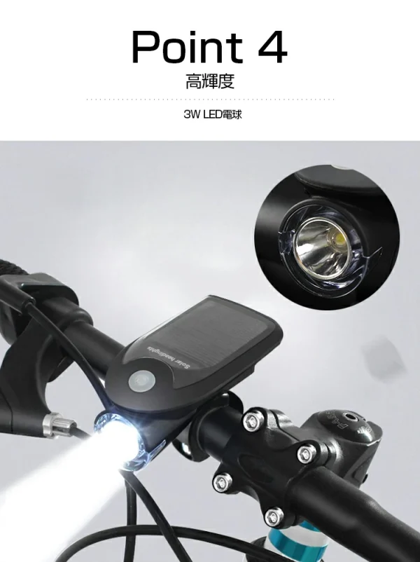 Lanterna pentru bicicleta cu incarcare solara