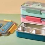 Caserola termica compartimentata din inox pentru copii cu lingurita, 25x18x8, 500G