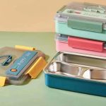 Caserola termica compartimentata din inox pentru copii cu lingurita, 25x18x8, 500G