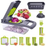 Razatoare multifunctionala pentru legume si fructe 14 piese, lame din otel inoxidabil + maner protectie 2 Razatoare multifunctionala pentru legume si fructe 14 piese, lame din otel inoxidabil + maner protectie