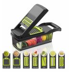 Razatoare multifunctionala pentru legume si fructe 14 piese, lame din otel inoxidabil + maner protectie 4 Razatoare multifunctionala pentru legume si fructe 14 piese, lame din otel inoxidabil + maner protectie