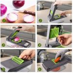 Razatoare multifunctionala pentru legume si fructe 14 piese, lame din otel inoxidabil + maner protectie 3 Razatoare multifunctionala pentru legume si fructe 14 piese, lame din otel inoxidabil + maner protectie