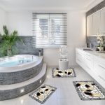 Covoare Pentru Baie, 3 Piese, Antiderapante model Pene 1 Covoare Pentru Baie, 3 Piese, Antiderapante model Pene