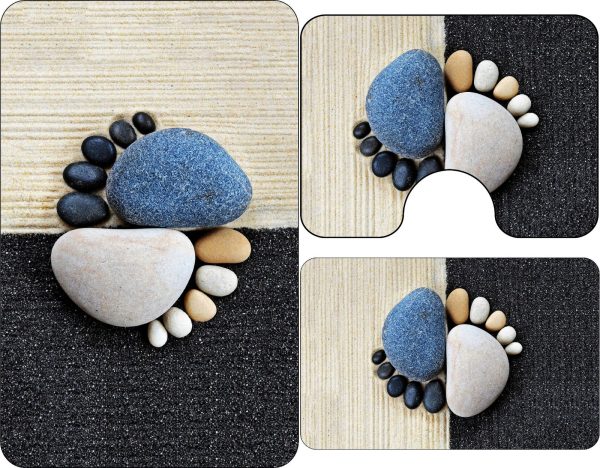 pietre Covoare Pentru Baie, 3 Piese, Antiderapante model pietre