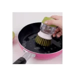 Perie pentru spalat vase, cu rezervor pentru detergent si suport, universala, verde
