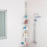 Etajera colt pentru baie si dus, 4 rafturi, inaltime reglabila, montare pe colt