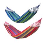 Hamac multicolor Dublu din Bumbac cu Bara de Lemn 1+1
