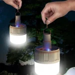 Bec reincarcabil si lanterna solara portabila de urgenta pentru camping, USB si carlig de agatare