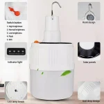 Bec reincarcabil si lanterna solara portabila de urgenta pentru camping, USB si carlig de agatare