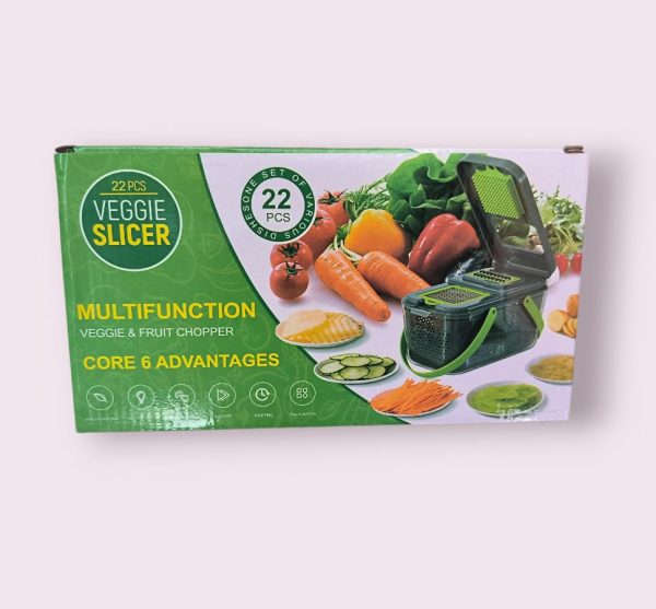 RAZATOARE2 Razatoare Multifunctionala 22 de piese pentru legume si fructe cu functie de caserola