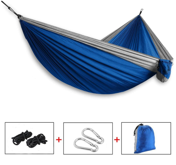 Hamac camping din material tip parasuta, ultra usor, ultra portabil